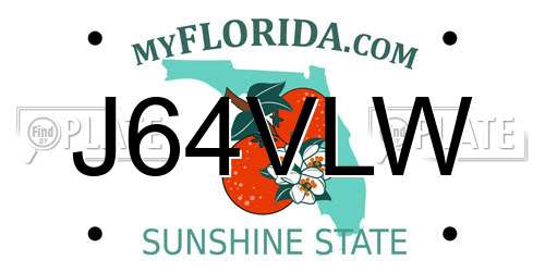 J64VLW Florida License Plate