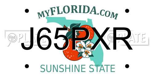 J65PXR Florida License Plate