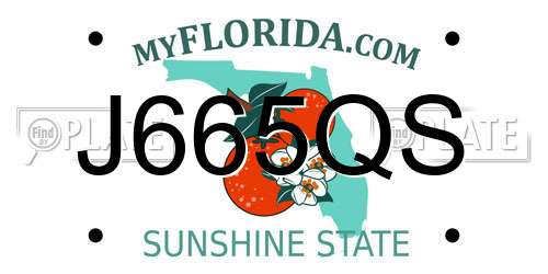 J665QS Florida License Plate
