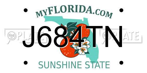 J684TN Florida License Plate