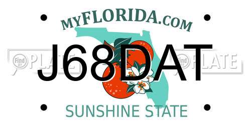 J68DAT Florida License Plate