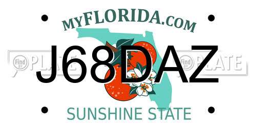 J68DAZ Florida License Plate