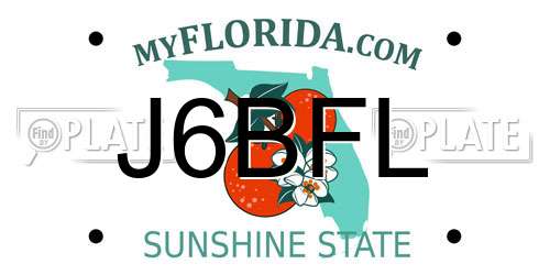 J6BFL Florida License Plate