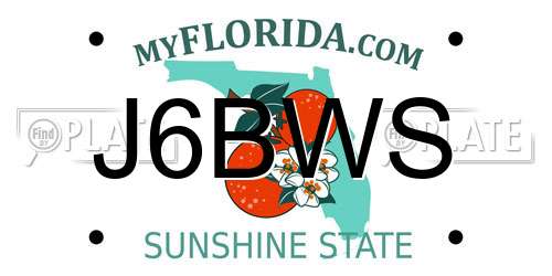 J6BWS Florida License Plate