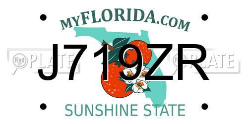 J719ZR Florida License Plate