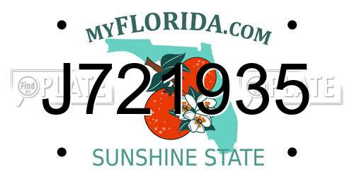 J721935 Florida License Plate