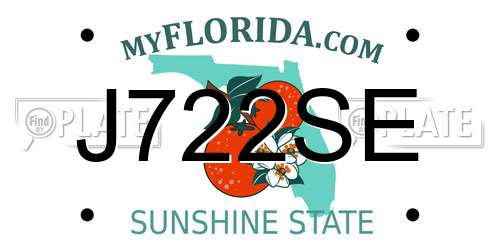 J722SE Florida License Plate