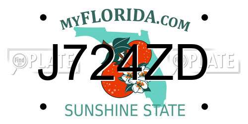 J724ZD Florida License Plate