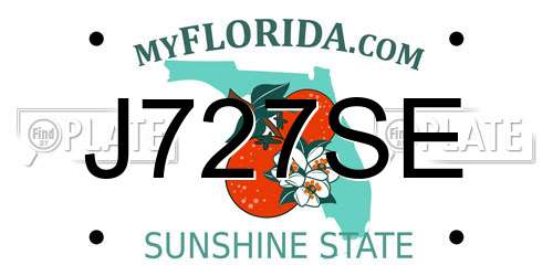 J727SE Florida License Plate