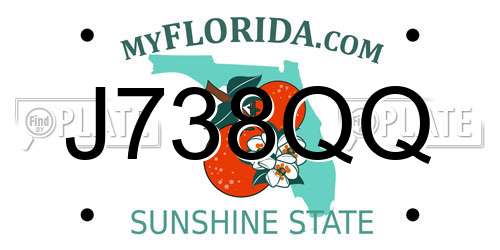 J738QQ Florida License Plate