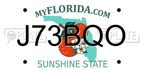 J73BQO Florida License Plate