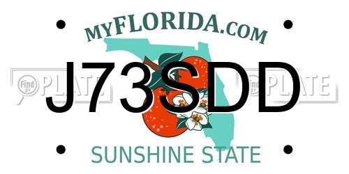 J73SDD Florida License Plate
