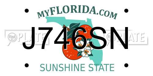 J746SN Florida License Plate