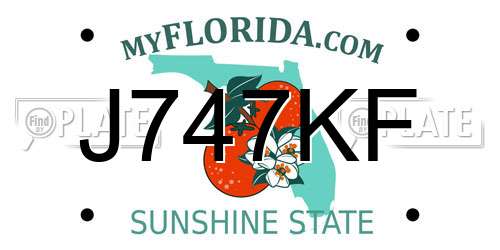 J747KF Florida License Plate