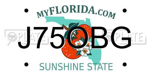 J75OBG Florida License Plate