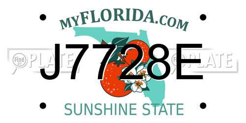 J7728E Florida License Plate