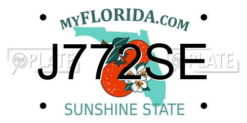 J772SE Florida License Plate