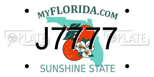 J7777 Florida License Plate