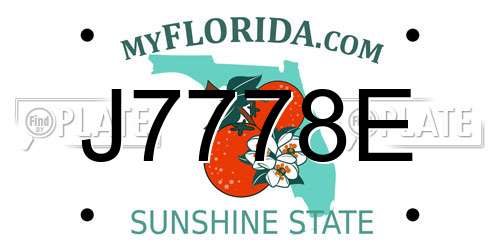 J7778E Florida License Plate