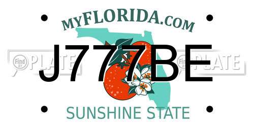 J777BE Florida License Plate
