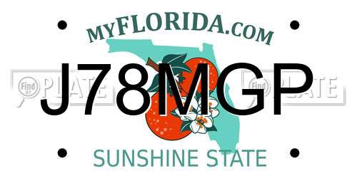 J78MGP Florida License Plate