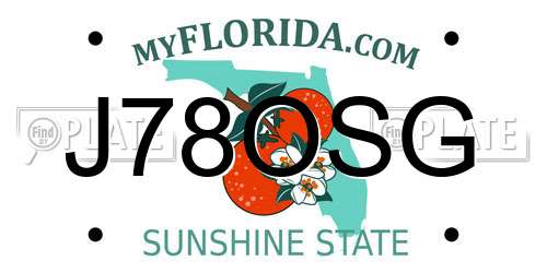 J78OSG Florida License Plate