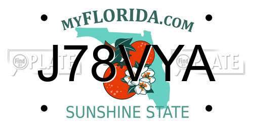 J78VYA Florida License Plate