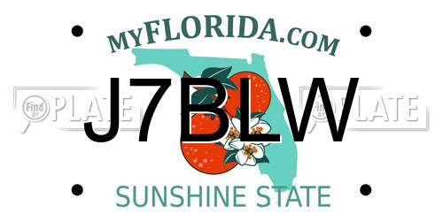 J7BLW Florida License Plate