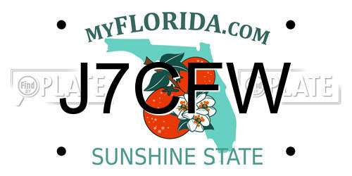J7CFW Florida License Plate