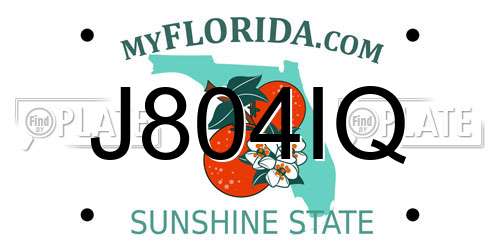 J804IQ Florida License Plate