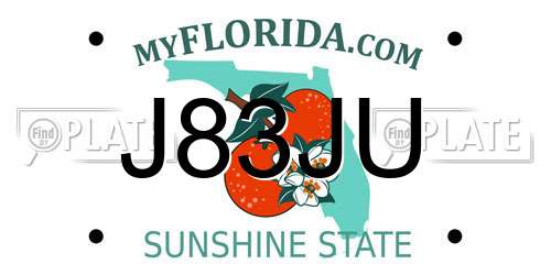 J83JU Florida License Plate