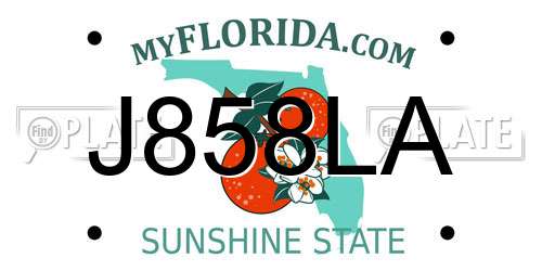 J858LA Florida License Plate