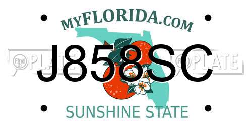 J858SC Florida License Plate