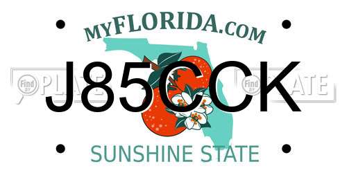 J85CCK Florida License Plate