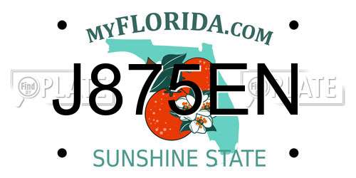 J875EN Florida License Plate