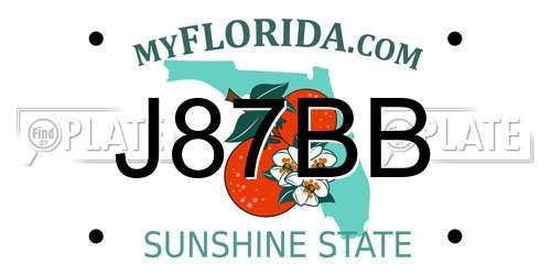 J87BB Florida License Plate