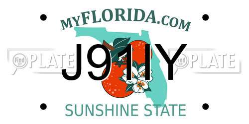 J91IY Florida License Plate