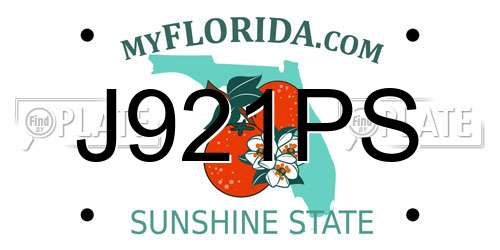 J921PS Florida License Plate