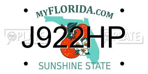 J922HP Florida License Plate