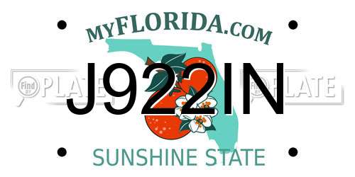 J922IN Florida License Plate