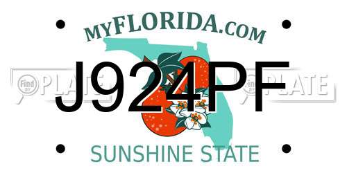 J924PF Florida License Plate