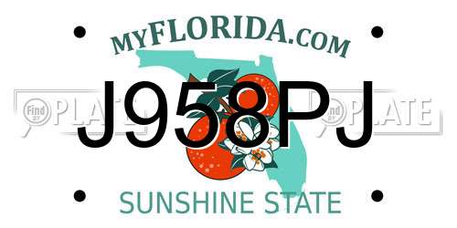 J958PJ Florida License Plate