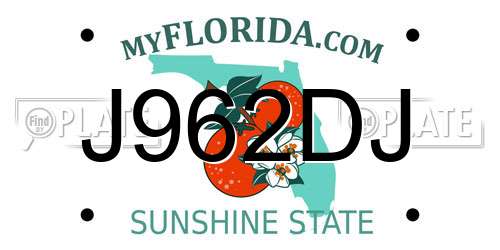 J962DJ Florida License Plate