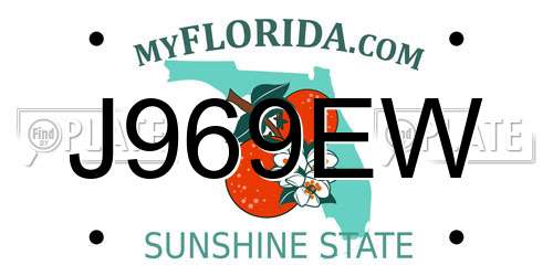 J969EW Florida License Plate