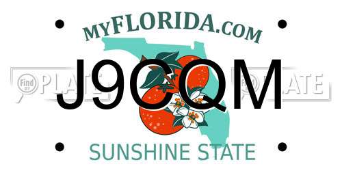 J9CQM Florida License Plate