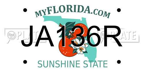 JA136R Florida License Plate