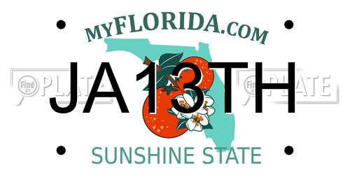 JA13TH Florida License Plate
