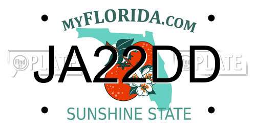 JA22DD Florida License Plate