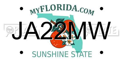 JA22MW Florida License Plate
