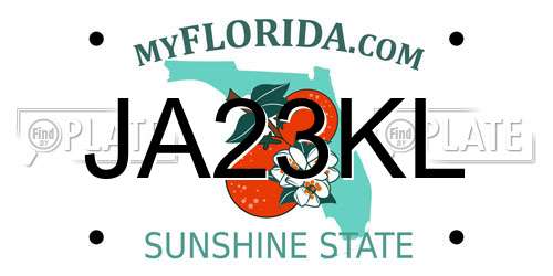 JA23KL Florida License Plate